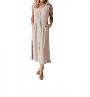 NEW B.YOUNG endless afternoon midi dress in taupe stripe